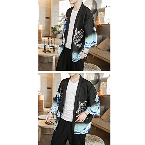 Seidarise Men's Haori Jacket Kimono Cardigan Yukata Noragi Happi Coat - Image 3