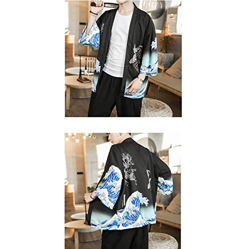 Seidarise Men's Haori Jacket Kimono Cardigan Yukata Noragi Happi Coat - Image 2