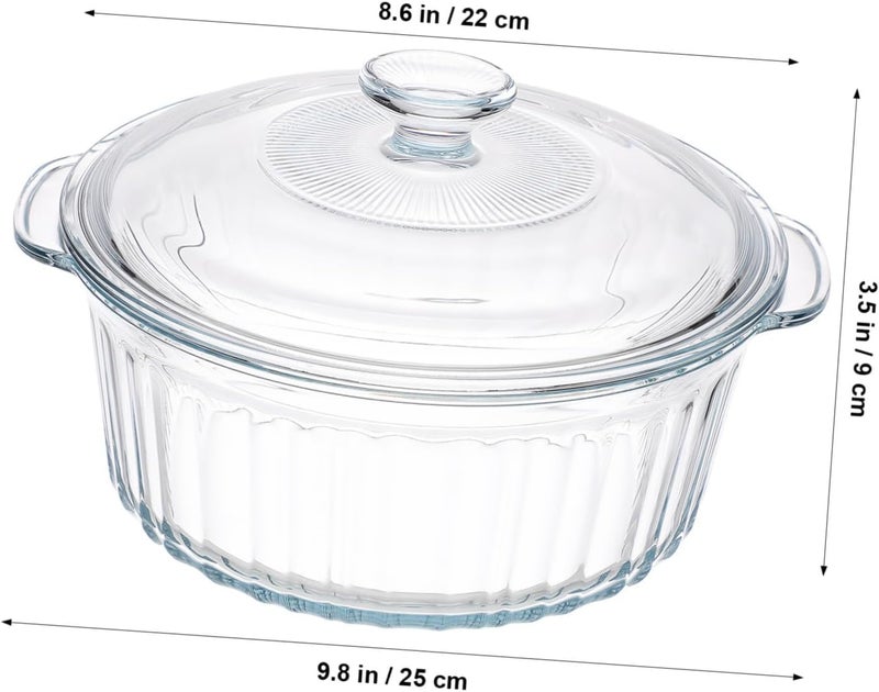 Glass Casserole Clear Pots for Cooking Clear Simmer Pot for Stove Baking Dishes for Oven Big Pots for Cooking Serving Bowls with Lids Glass Pot High Borosilicate Glass Transparent - Image 3