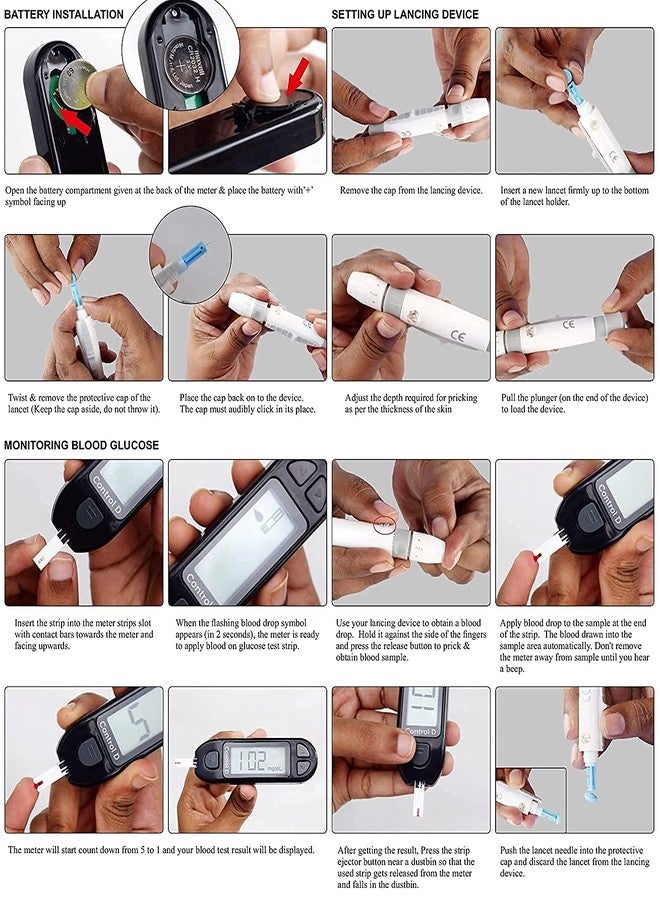 كونترول_دي طقم جهاز قياس السكر Control D Blue مع 25 شريطًا فرديًا من رقائق الألومنيوم (أزرق) - Image 4
