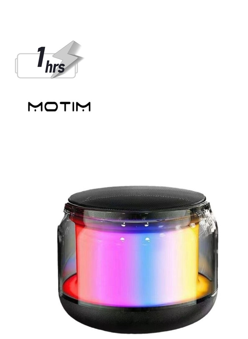 Motim Bluetooth Speaker with Led Light, Portable HD Sound Wireless Speaker for Home, Outdoors, Travel Black, Support Wireless Call  - Image 1