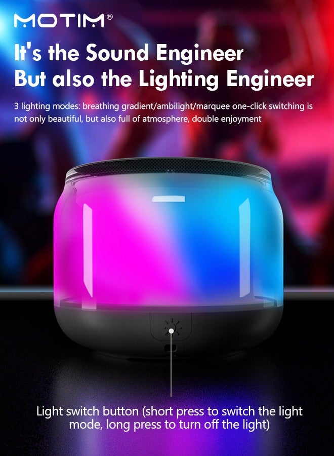 Motim Bluetooth Speaker with Led Light, Portable HD Sound Wireless Speaker for Home, Outdoors, Travel Black, Support Wireless Call  - Image 4
