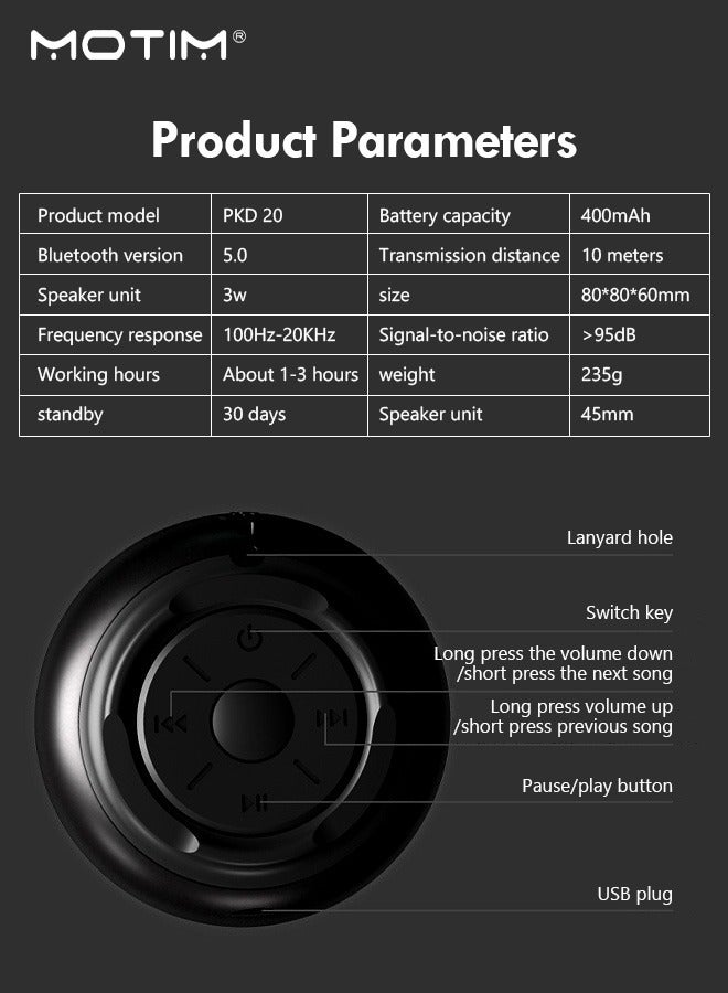 Motim Bluetooth Speaker with Led Light, Portable HD Sound Wireless Speaker for Home, Outdoors, Travel Black, Support Wireless Call  - Image 5