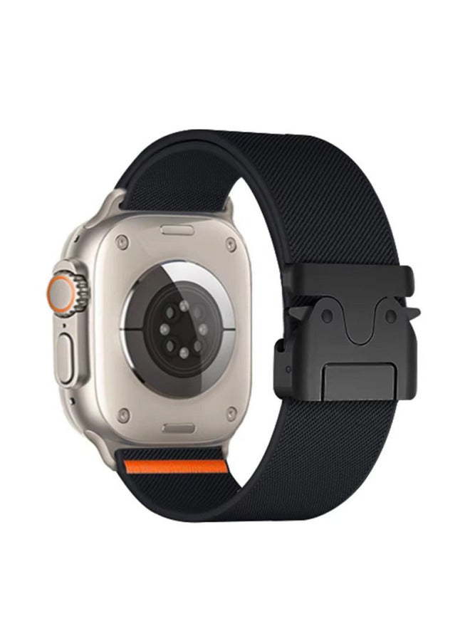 Elastic Nylon Parachute Buckle Apple Watch Band Compatible with Apple Ultra2 Full Series Bands 42/44/45/49mm - Color: Burgundy - Specifications: s1-3-42mm 44/45/49mm - Image 4