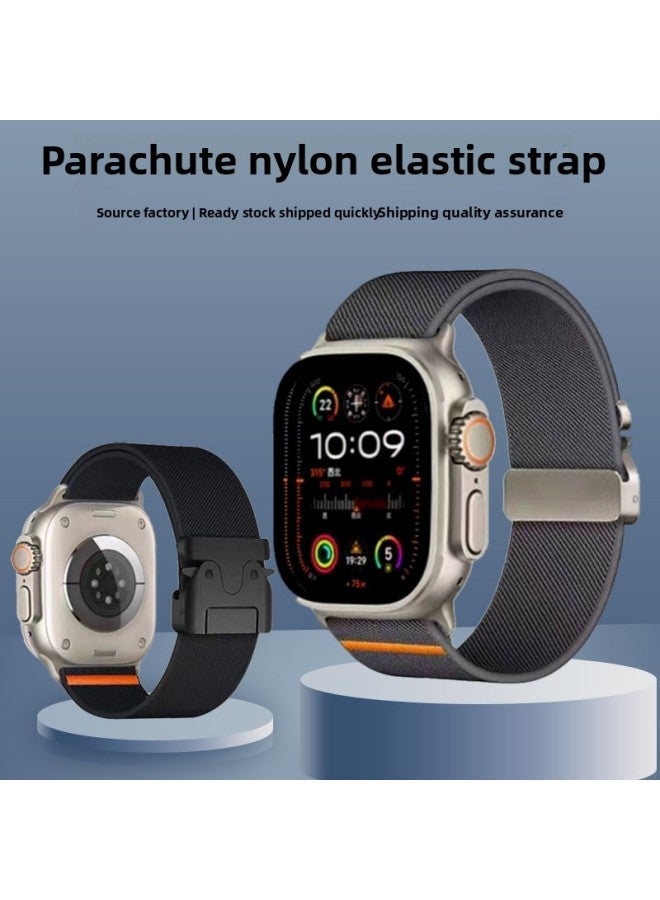 Elastic Nylon Parachute Buckle Apple Watch Band Compatible with Apple Ultra2 Full Series Bands 42/44/45/49mm - Color: Burgundy - Specifications: s1-3-42mm 44/45/49mm - Image 3