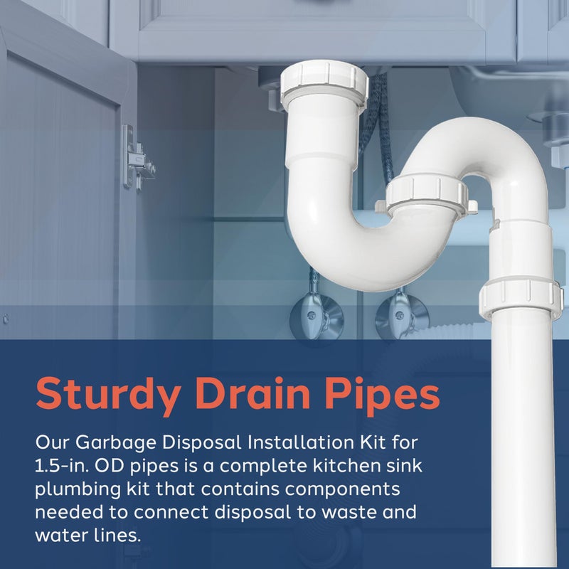 Plumb Craft PlumbCraft 1.5-in. OD White Complete Garbage Disposal Installation Kit 7027450, Sink Drain Pipes and Fittings for Setting Up a Garbage Disposal Tool, Kitchen Sink Drain Kit for DIY and Professionals - Image 4