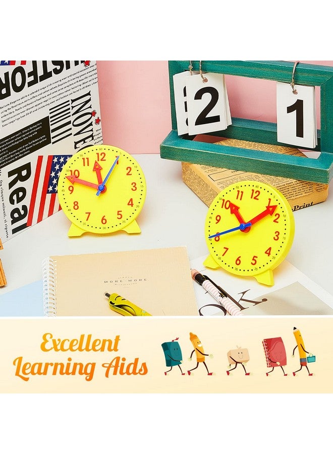 Henoyso 6 Pcs Teaching Clock for Kids to Learning Telling Time, Mini Geared Student Clock Plastic Teaching Clock for Student Develops Time and Early Math Skills, Back to School Gift, 4 Inch - Image 3