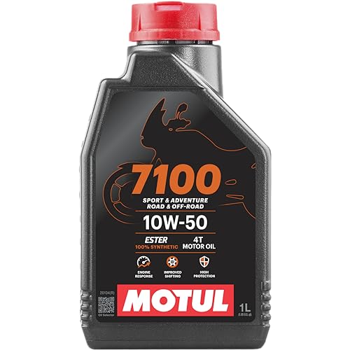 MOTUL زيت محرك موتول 7100 10W-50 كامل الاصطناعية للدراجات النارية 1 لتر 104097 4-اشواط JASO MA2 على الطريق والشارع والمغامرات خارج الطريق - Image 1
