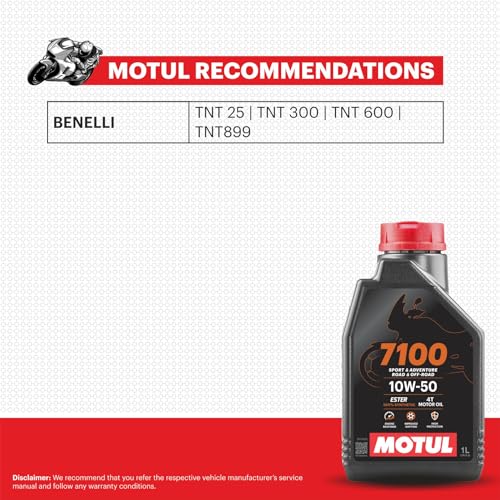 MOTUL زيت محرك موتول 7100 10W-50 كامل الاصطناعية للدراجات النارية 1 لتر 104097 4-اشواط JASO MA2 على الطريق والشارع والمغامرات خارج الطريق - Image 2