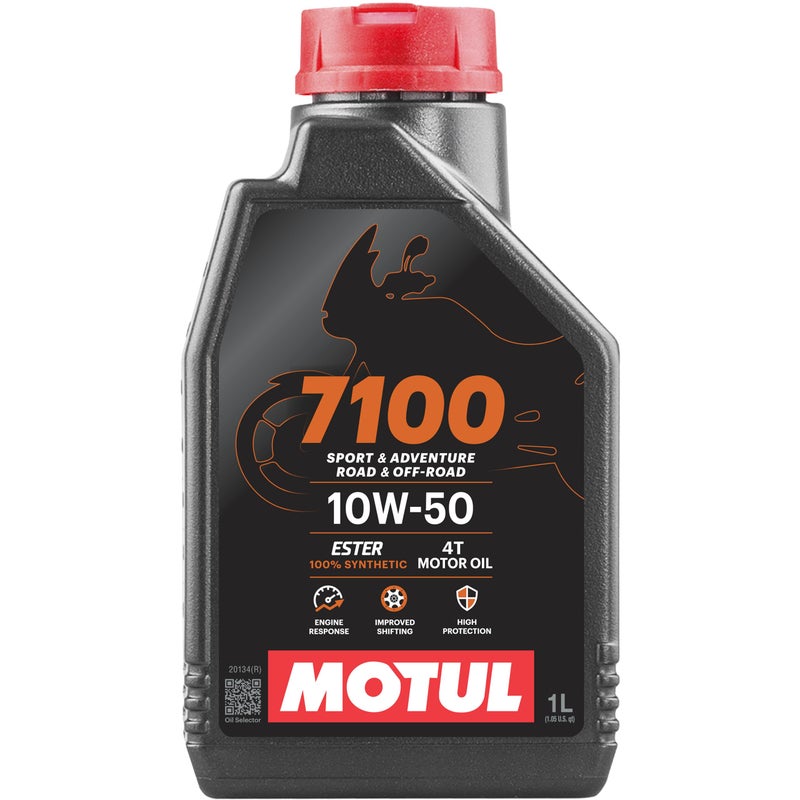 MOTUL زيت محرك موتول 7100 10W-50 كامل الاصطناعية للدراجات النارية 1 لتر 104097 4-اشواط JASO MA2 على الطريق والشارع والمغامرات خارج الطريق - Image 5