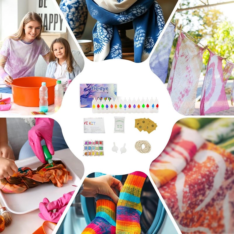 Tie Dye Kit for Kids - Clothing Dyeing Tool Set - Fabric Tie Dye Kits,for Beginner Expert Family School Home Quilts Canvas Hats Shoes - Image 4