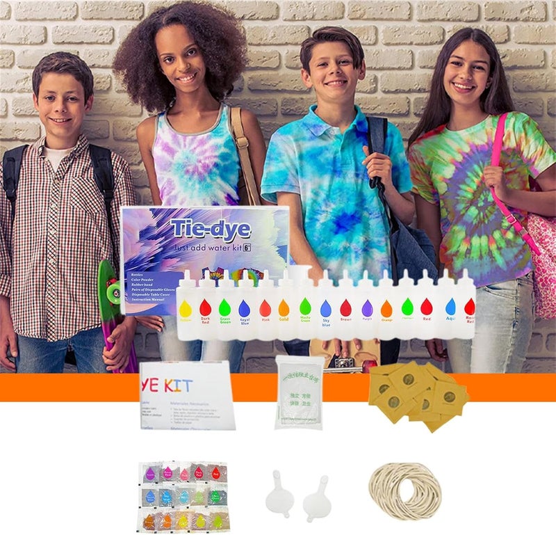 Tie Dye Kit for Kids - Clothing Dyeing Tool Set - Fabric Tie Dye Kits,for Beginner Expert Family School Home Quilts Canvas Hats Shoes - Image 3
