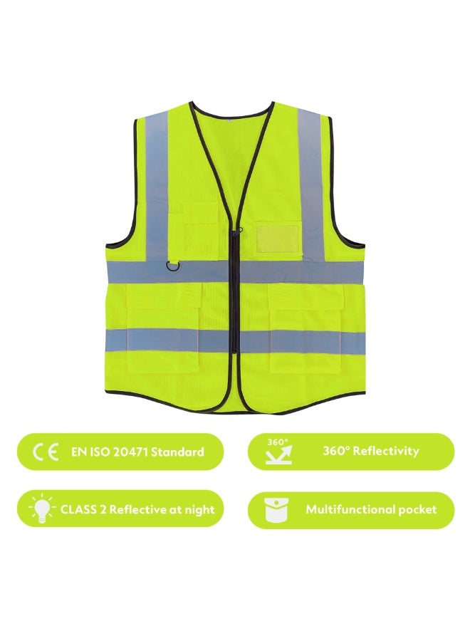 DXB GADGETS Pack of 12 High Visibility Multi Use Vest Safety and Utility Bright Yellow  - Image 4