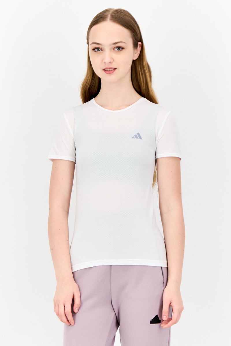 Adidas Women Sportswear Fit Short Sleeves Training Tops, White  - Image 1