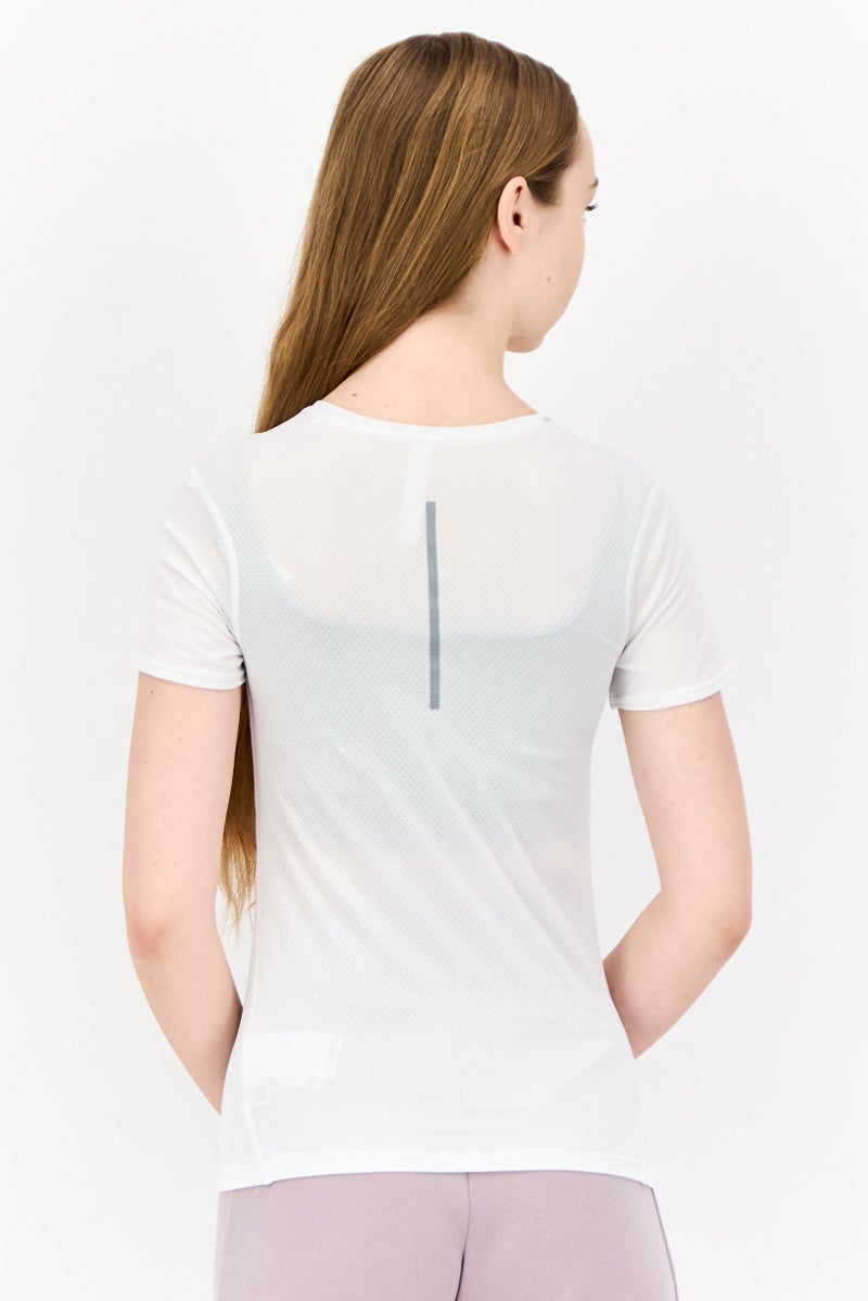 Adidas Women Sportswear Fit Short Sleeves Training Tops, White  - Image 3