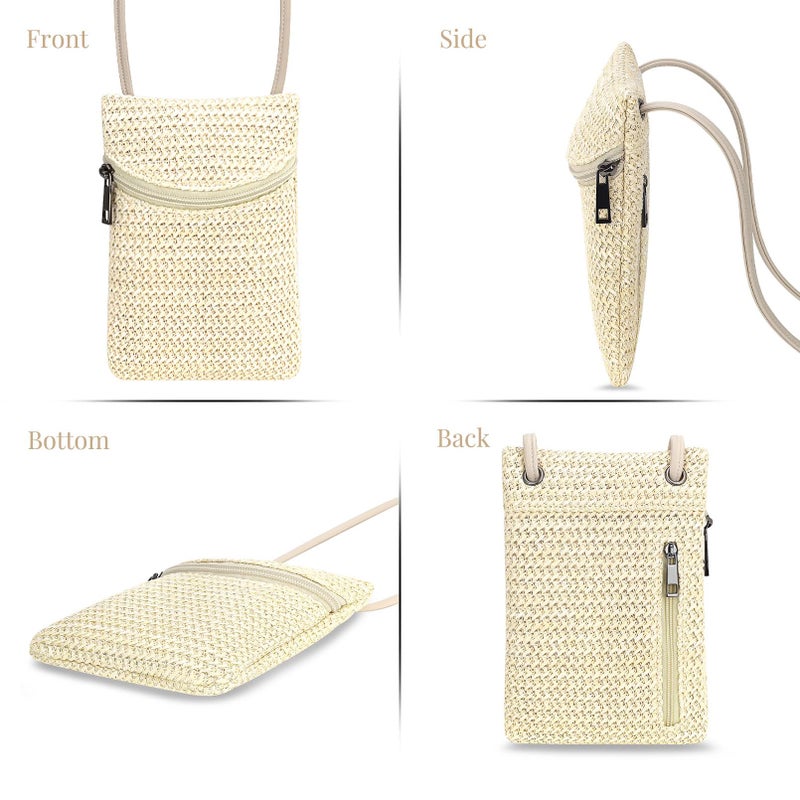 BBORGDC Straw Crossbody Phone Bag for Women, Small Woven Cell Phone Purse with Zipper, Lightweight Summer Mini Crossbody for Vacation, Travel & Everyday - Image 4