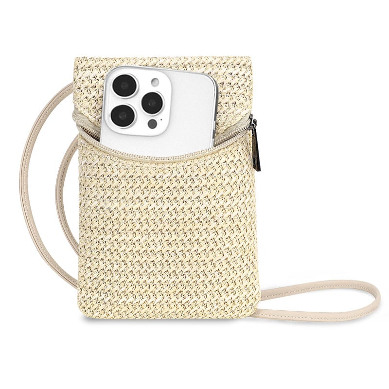BBORGDC Straw Crossbody Phone Bag for Women, Small Woven Cell Phone Purse with Zipper, Lightweight Summer Mini Crossbody for Vacation, Travel & Everyday - Image 1