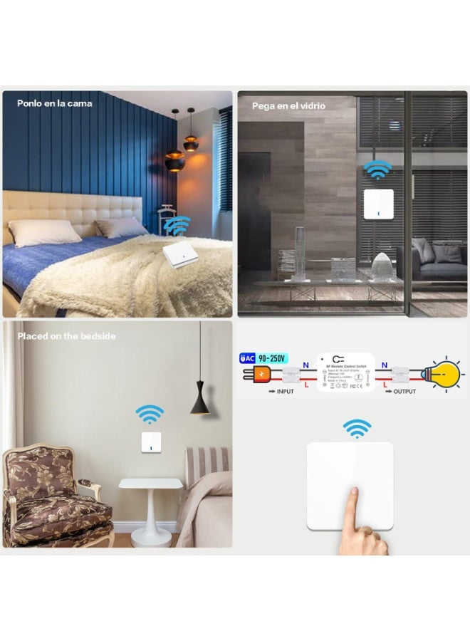 Wireless Light Switch and Receiver Kit RF433 Remote Control No Wiring Needed 30m Range for Home Bedroom Bathroom Fan Light - Image 4