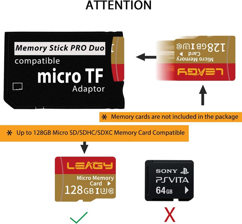 ليجي محول بطاقة ذاكرة Memory Stick لـ PSP 1000 و PSP 2000 و PSP 3000، بطاقة Micro SD إلى Memory Stick Pro Duo MagicGate لكاميرا Handycam وكاميرا Sony PlayStation Portable - Image 4