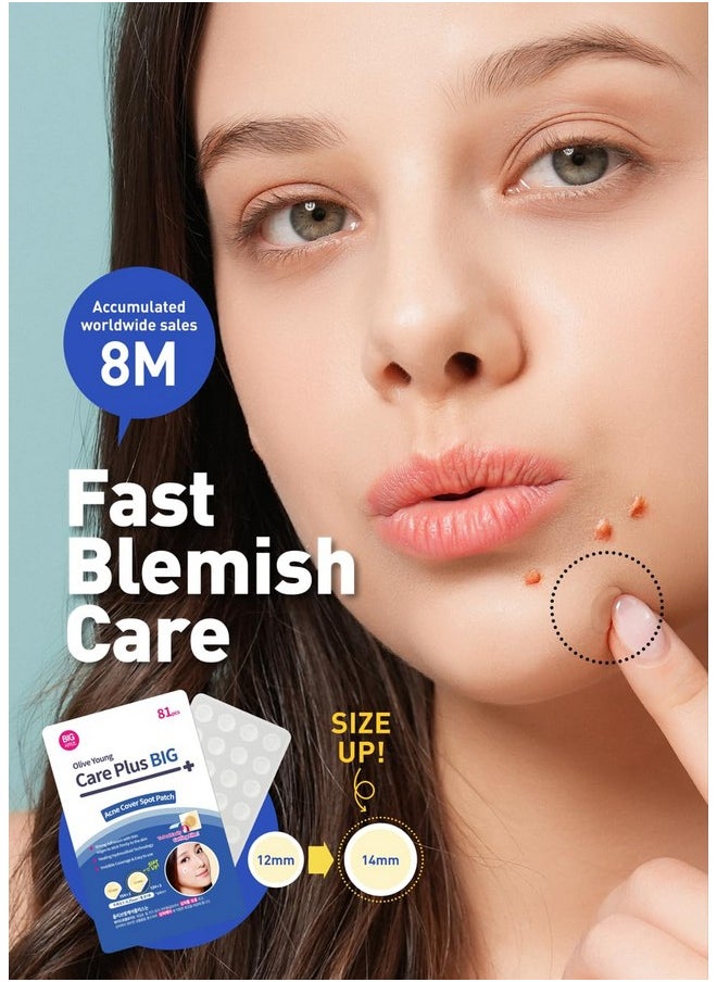 OLIVE YOUNG - Oliveyoung Careplus Big Size Acne Spot Patches 81Count (12Mm45Ea+14Mm36Ea)Extra Coverage Zit Absorbing Cover Patch Moist Wound Dressing For Skin Trouble Korean Invisible Pimple Hydrocolloid Stickers - Image 1