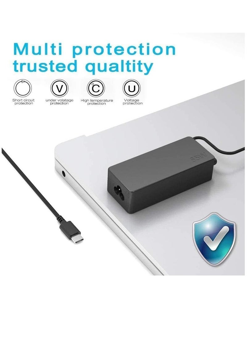 Ntech Ntech 65W USB C Lenovo Laptop Charger for Lenovo ThinkPad T14 T15 T480 T480s T490 T490s T580 T590 E14 E15 E480 E490 X13 X280 X380 X390 Chromebook C330 S330 100e 300e 500e Yoga Type C Power Supply Adap  - Image 3