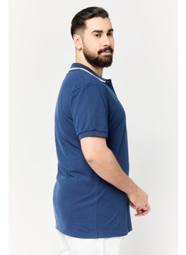 RBX Men Sportswear Fit Short Sleeves Outdoor Polo Shirt, Ensign Blue  - Image 3