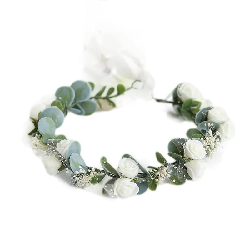 FIDDY898 Flower Crown Floral Wreath Headband Floral Crown Wedding Festivals Photo Props Headpiece F01 - Image 1