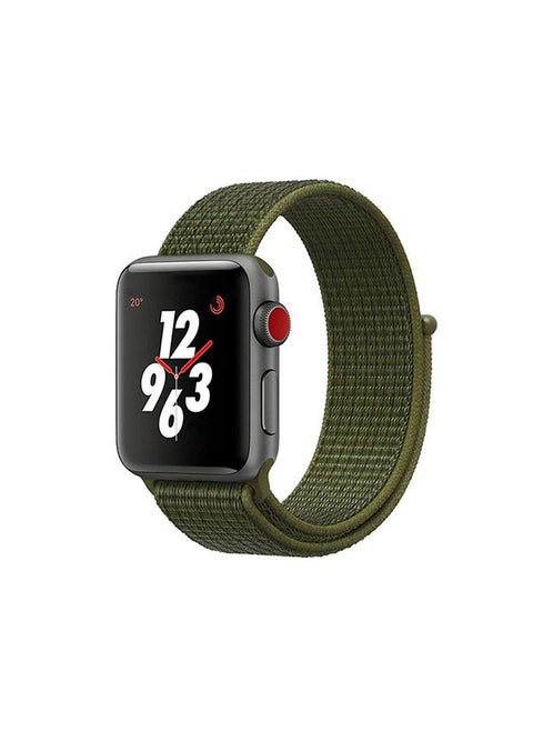Nylon Sport Strap For Apple Watch Series 10 | Ultra 2 | 8 Ultra | 9 | 8 | 7 | 6 , 49/46/45/44/42mm Soft Breathable Adjustable Sport Band -Inverness Green