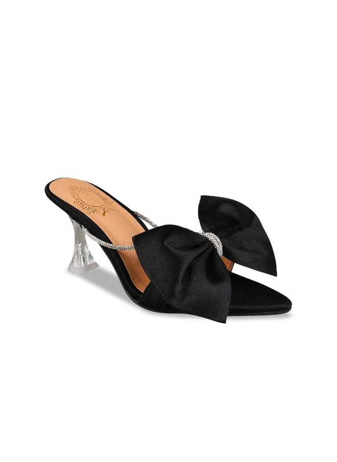 شوتوبيا Shoetopia Girls Bow Embellished Velvet Slim Heels