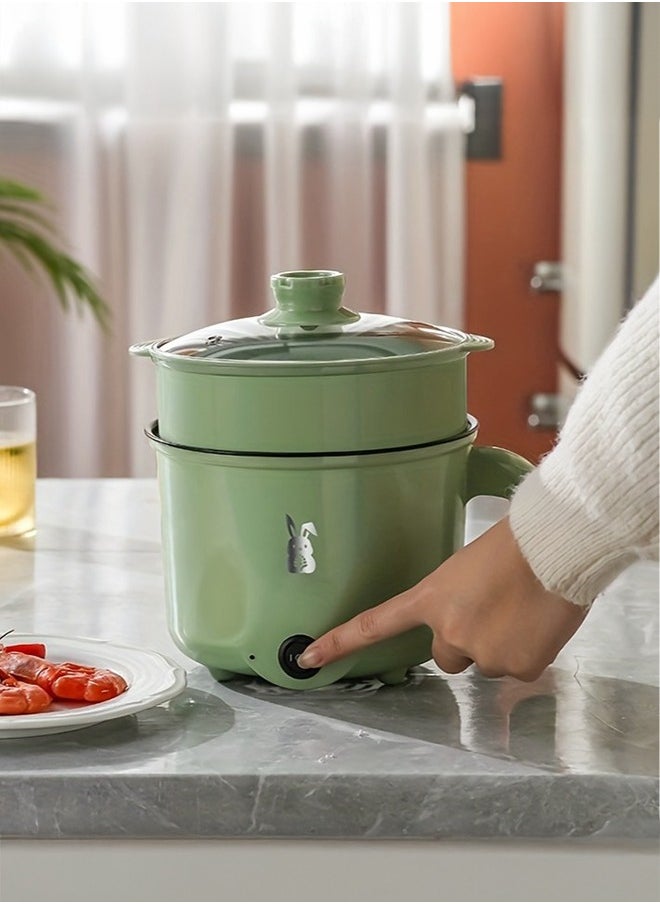 XiuWoo 1.8L Electric Cooker, Non-Stick Mini Hot Pot Electric, Portable Travel Cooker, Rapid Noodles Cooker, for Personal Ramen Boiling Steak Egg Oatmeal Soup Shabu Shabu Pot Simmer Pot  - Image 1