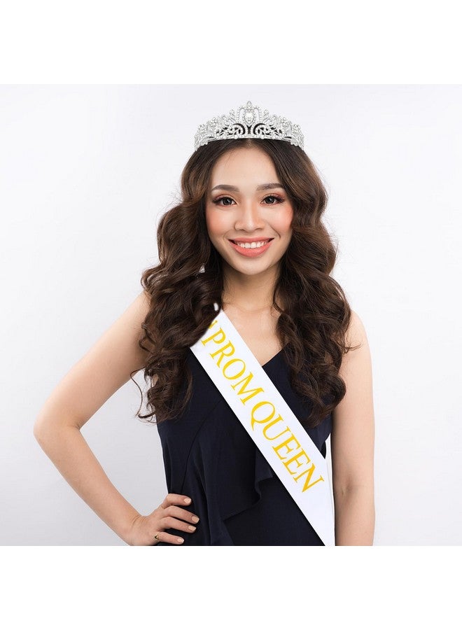 CIEHER Crystal Prom Crown and Sash Prom Queen Sash Crowns for Women Girls Prom Tiara Prom Sashes for Halloween Happy Homecoming Accessories - Image 4