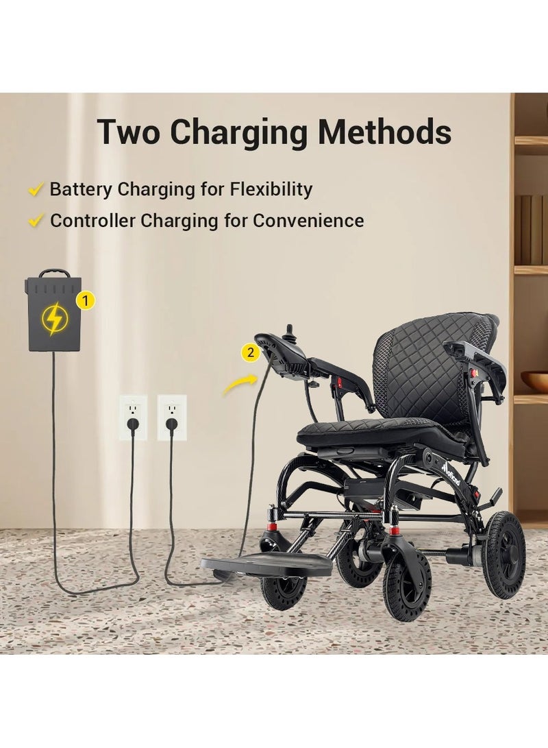 Lightweight Aluminum Electric Wheelchairs for Adults Power Motorized Foldable Wheelchairs for Seniors Support 220 LBS Only 36LBS Weight 7.5 Miles Range Airline Approval - Image 4