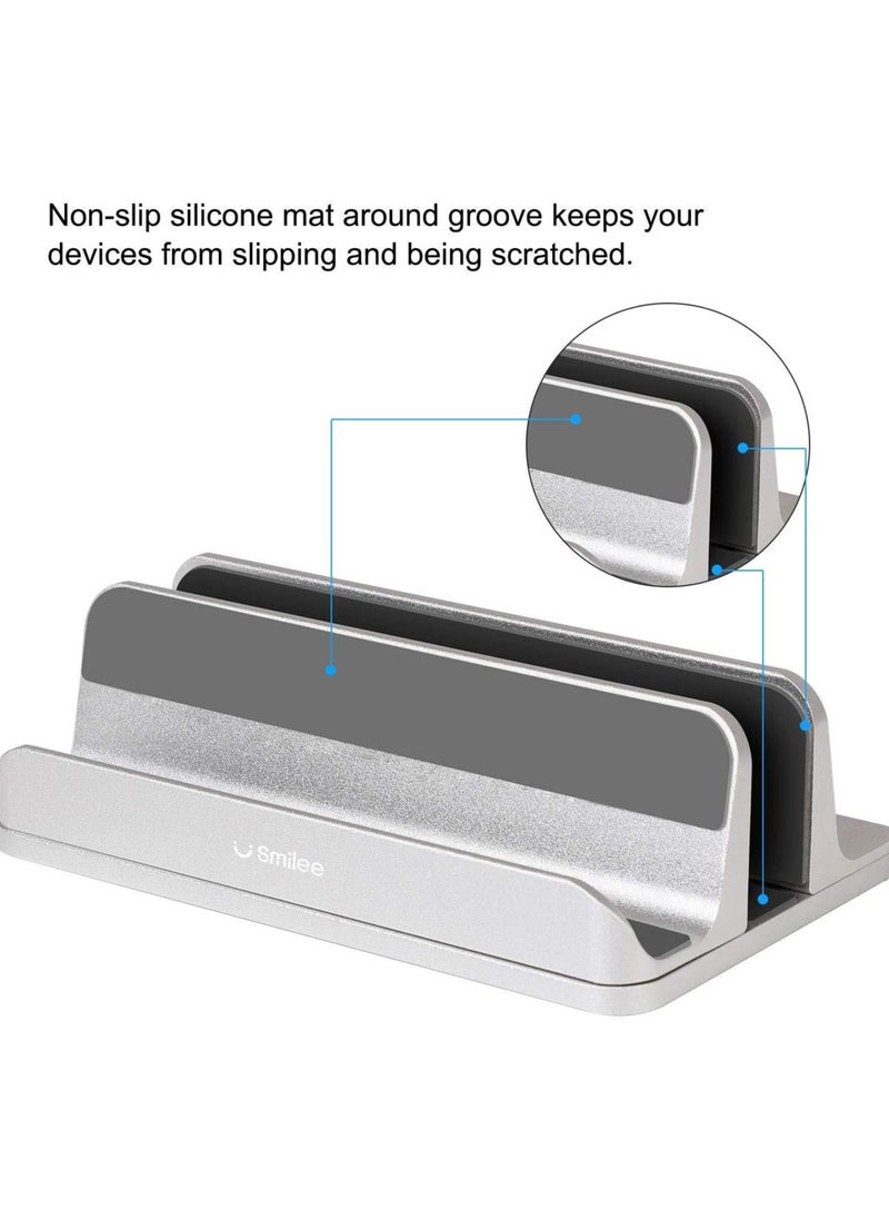 SMILEE - 2 Slots Aluminum Adjustable Vertical Laptop Stand - Image 1
