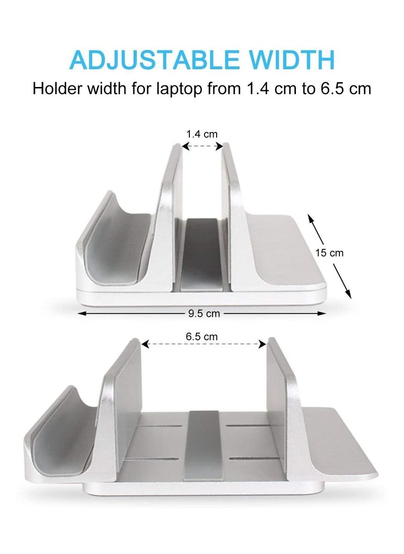 SMILEE - 2 Slots Aluminum Adjustable Vertical Laptop Stand - Image 1