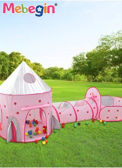 MEBEGIN 3pc Kids Play Tent for Kids with Ball Pit Basketball Hoop, Crawl Tunnel, Princess Tents for Toddlers, Baby Star World Playhouse Toys, Boys Girls Indoor Outdoor Play House, Perfect Kid's Gifts Pink  - Image 4
