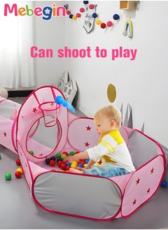MEBEGIN 3pc Kids Play Tent for Kids with Ball Pit Basketball Hoop, Crawl Tunnel, Princess Tents for Toddlers, Baby Star World Playhouse Toys, Boys Girls Indoor Outdoor Play House, Perfect Kid's Gifts Pink  - Image 5