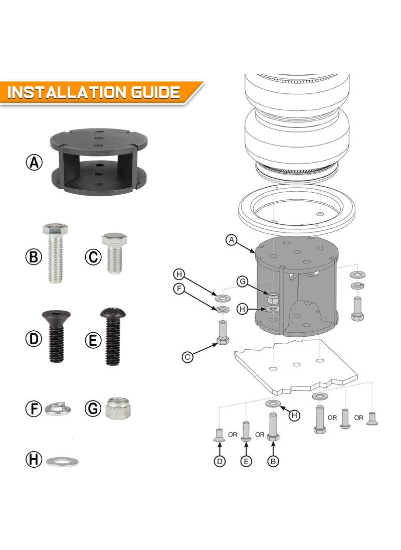 Yoursme 52420 Air Spring Spacers 2” Lift Spacers Compatible with Most Air Spring Lift Kits  - Image 4