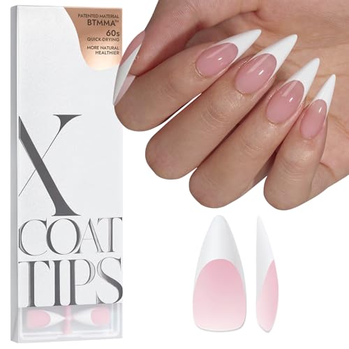 BTArtboxnails نصائح أظافر جيل فرنسي طويلة على شكل كعب وردي XCOATTIPS لتمديد الأظافر DIY
