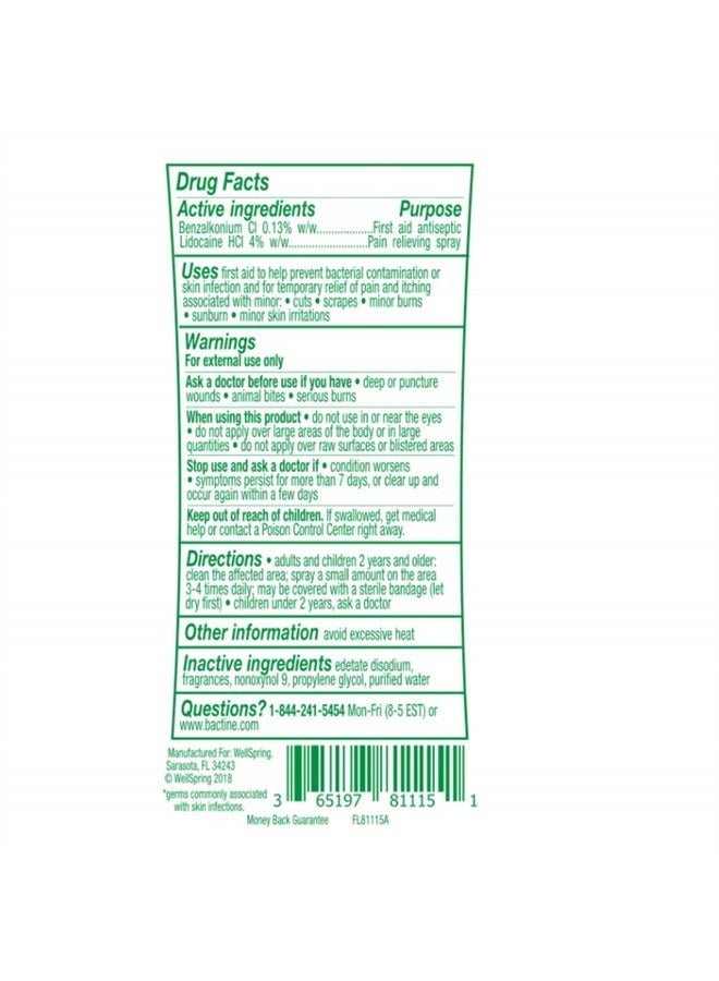 Bactine MAX First Aid Spray - Pain Relief Cleansing Spray with 4% Lidocaine - Numbing Lidocaine Spray Kills 99% of Germs - Pain + Itch Relief for Minor Cuts & Scrapes, Burns & Bug Bites - 5oz, 4 Pack - Image 2