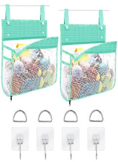 Linkidea Linkidea 2 Pack Zippered Mesh Bath Toy Organizer, Bath Toy Storage Bag Multiple Ways to Hang, Bathroom Toy Mesh Bag, Bathtub Toy Storage Holder (Green)  - Image 1