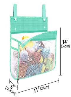 Linkidea Linkidea 2 Pack Zippered Mesh Bath Toy Organizer, Bath Toy Storage Bag Multiple Ways to Hang, Bathroom Toy Mesh Bag, Bathtub Toy Storage Holder (Green)  - Image 2