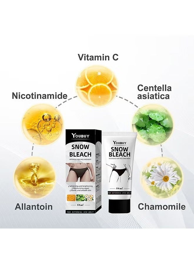 Snow Bleach Intensive - for Private Part Underarm Whitening, Dark Skin Bleaching Cream for Dark Spots, Face and Body Skin Lightening Bleaching Cream for Intimate Areas Brightening