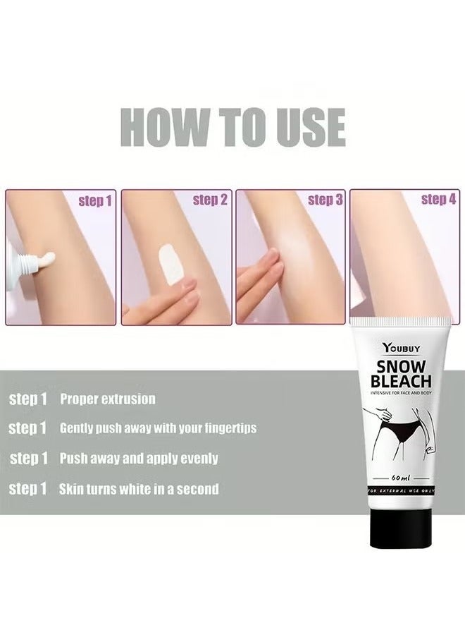 Snow Bleach Intensive - for Private Part Underarm Whitening, Dark Skin Bleaching Cream for Dark Spots, Face and Body Skin Lightening Bleaching Cream for Intimate Areas Brightening