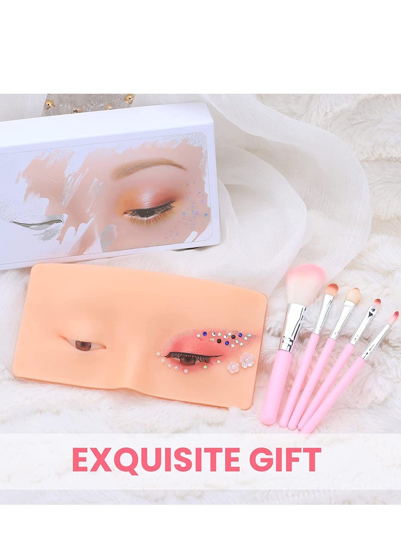Generic Makeup Practice Face Board 3D Realistic Pad with Brushes for Artist Practice, Eyeshadow Eyeliner Eyebrow Lash mapping Skin Eye Make up Model (Yellow)  - Image 5