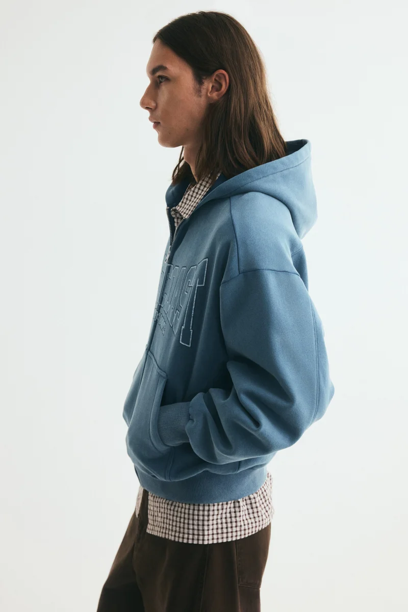 H&M  Oversized Fit Printed zip-through hoodie for Men | Best Price UAE