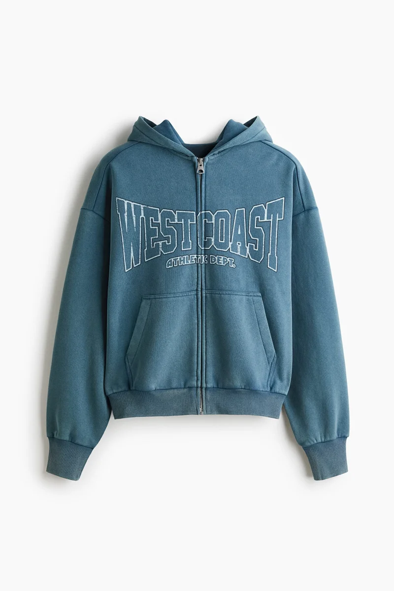 H&M  Oversized Fit Printed zip-through hoodie for Men | Best Price UAE