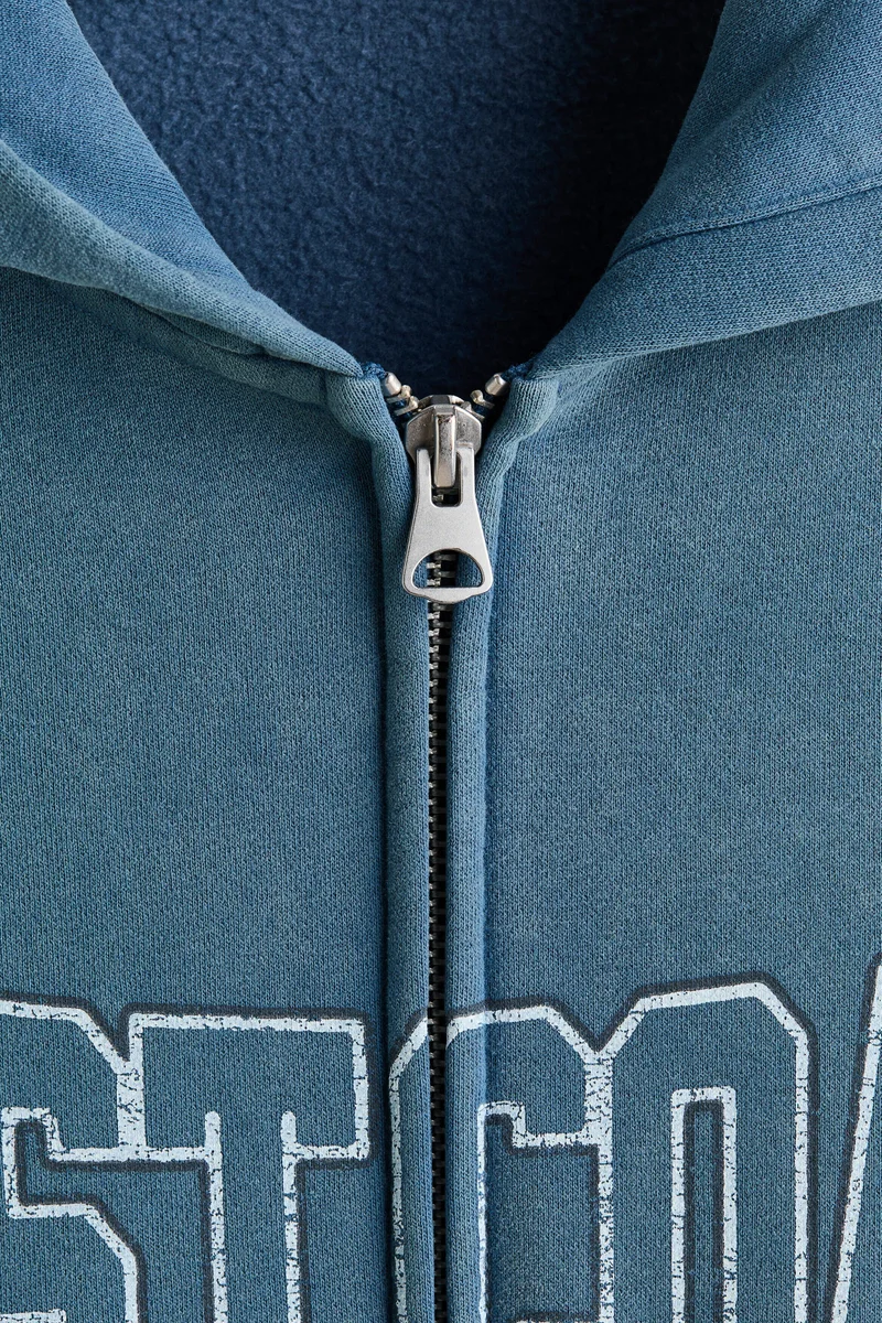H&M  Oversized Fit Printed zip-through hoodie for Men | Best Price UAE
