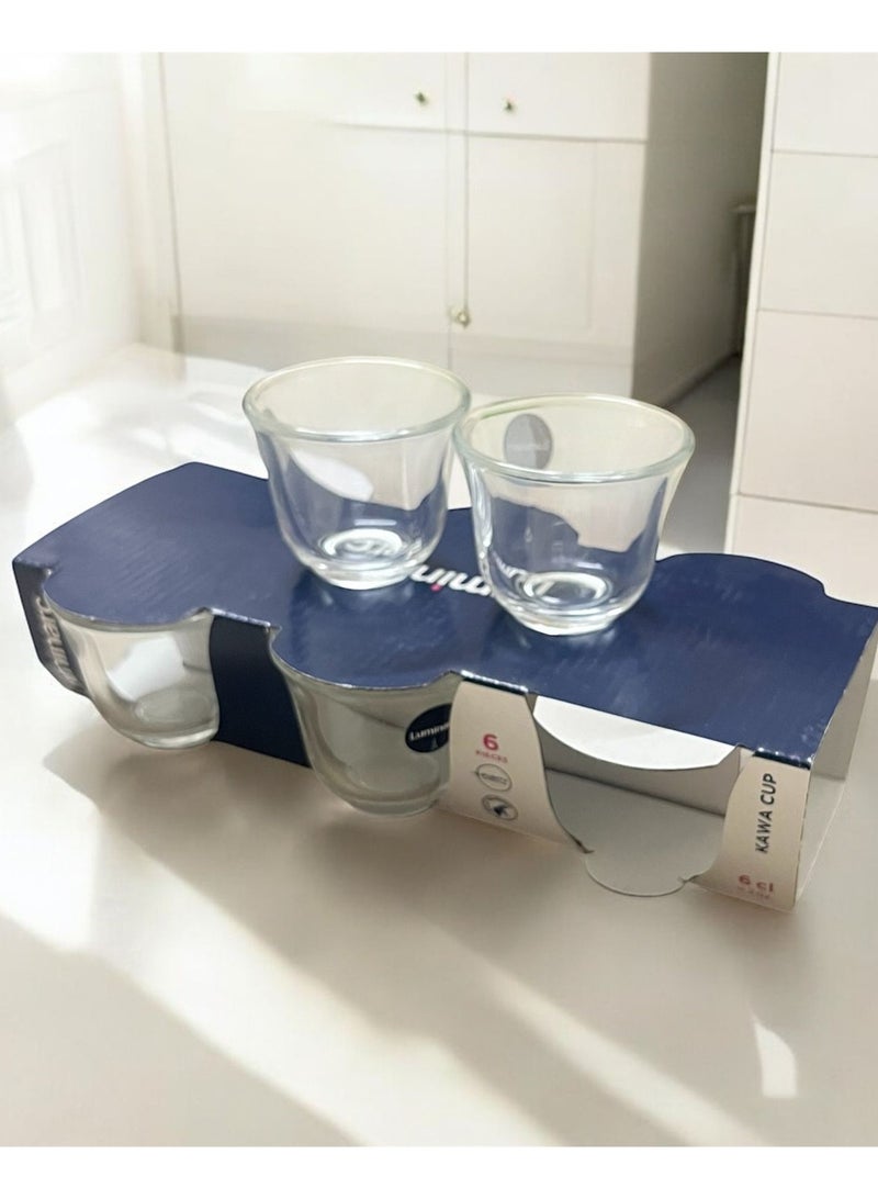 لومينارك طقم كاسات زجاج مكون من 6 قطع سعة 60 مل شفاف