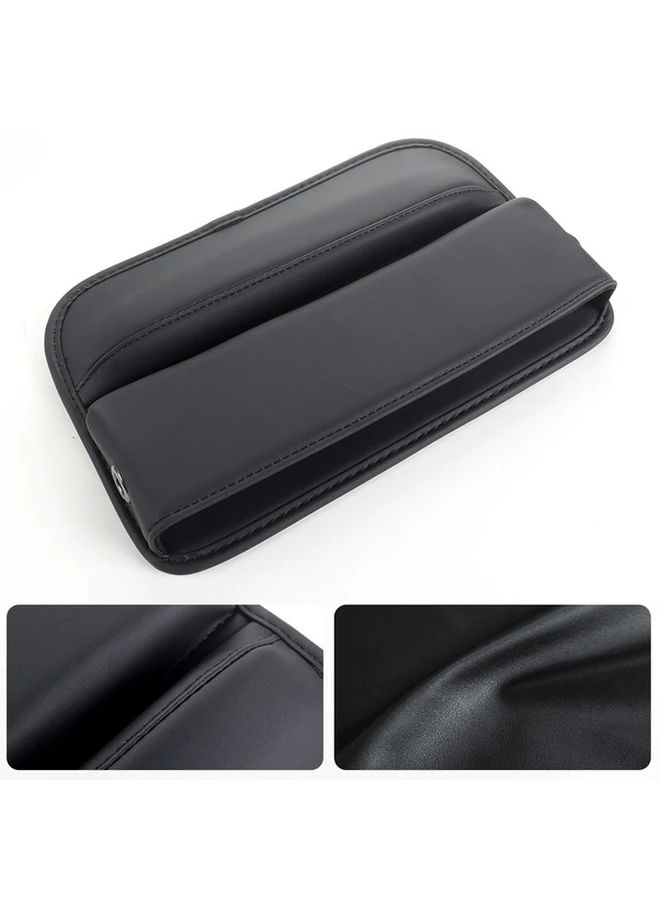 PU Leather Car Seat Gap Organizer Universal Auto Console Side Pocket Storage Box Interior Accessory With Charging Hole Design Black - Image 1