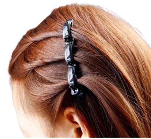 Wentoenapp Black Double Layers Twist Band Plait Hair Clips 5 Pack 1 Count Each Fashion Braider Hair Tools Hair Styling Accessories for Women and Girls